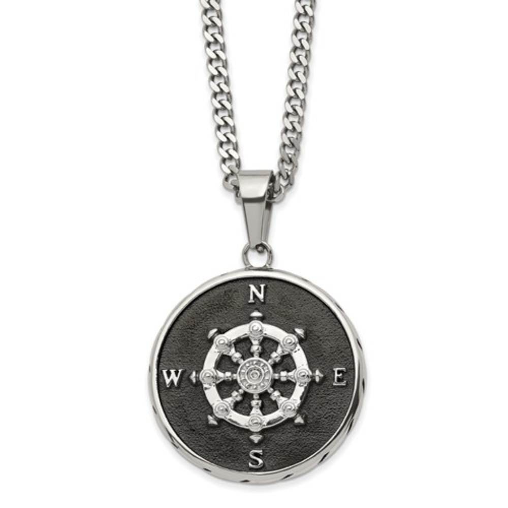 Compass Necklace, 22" Chain